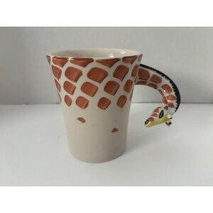 PIER 1 IMPORTS GIRAFFE Handpainted Stoneware MUG with Head & Neck Handle